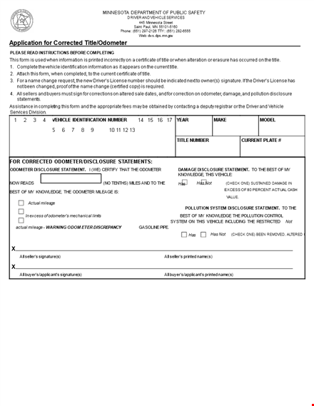 get your vehicle title with a printed odometer disclosure statement template