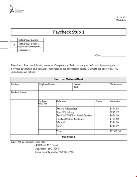 customizable pay stub template for employees | calculate deductions - julie template
