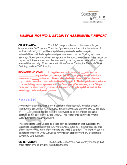 hospital security incident report template