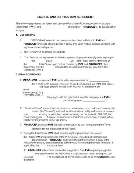distribution program agreement with producer template