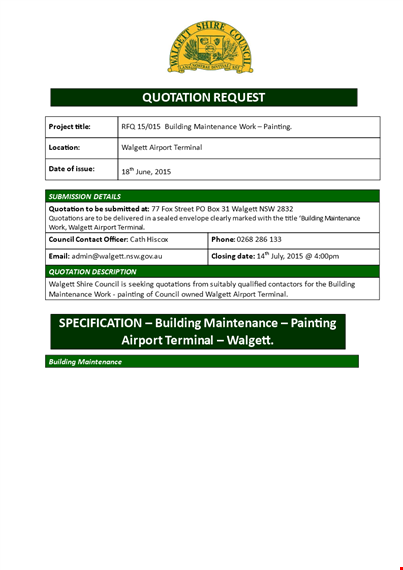 get a quotation from the best maintenance company in walgett for building maintenance template