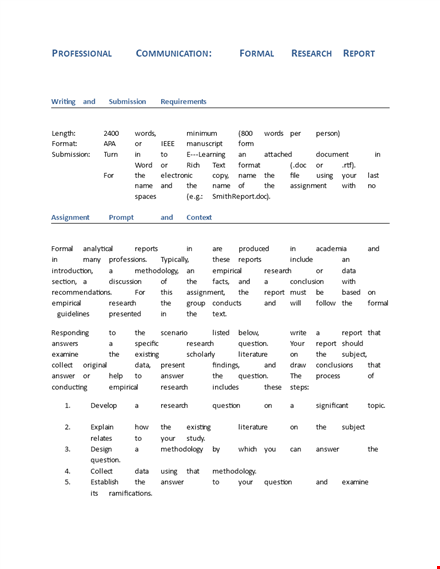 formal research report template