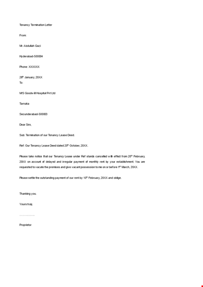 tenancy termination letter template
