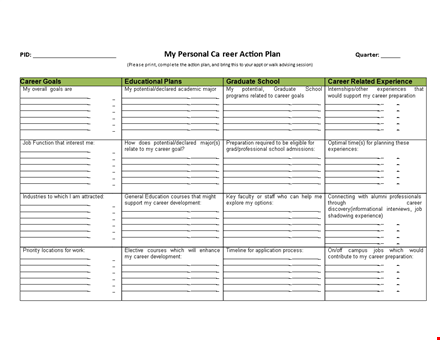 personal career action plan example free download template