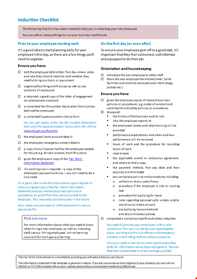 new employee induction checklist template | streamline onboarding process template