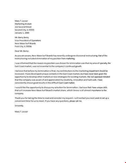 professional termination letter template | free download | marketing focus template