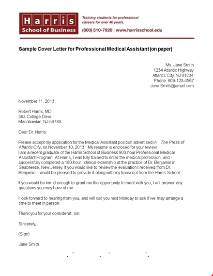 cover letter for professional medical assistant pdf template template
