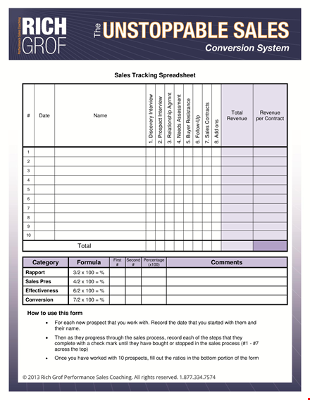 sales spreadsheet template