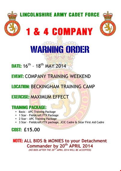 company warning order template
