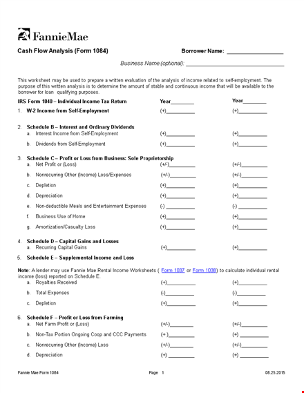 cash flow statement analysis template