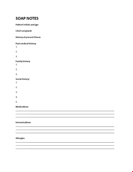 medical soap note template for general and integumentary history template
