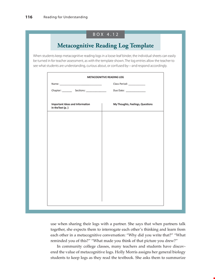 track your progress with our student reading log template - foster metacognitive skills template