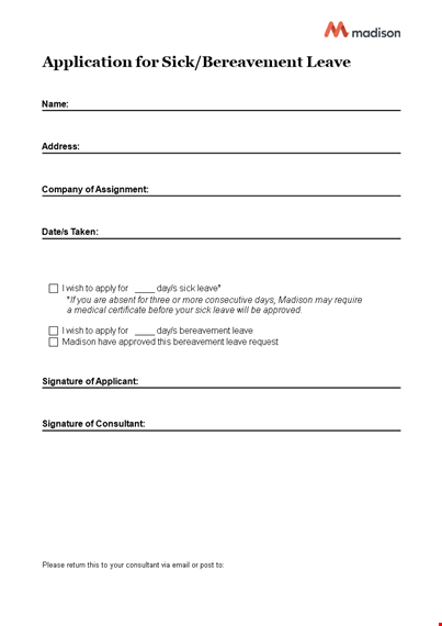 sick leave application email template template