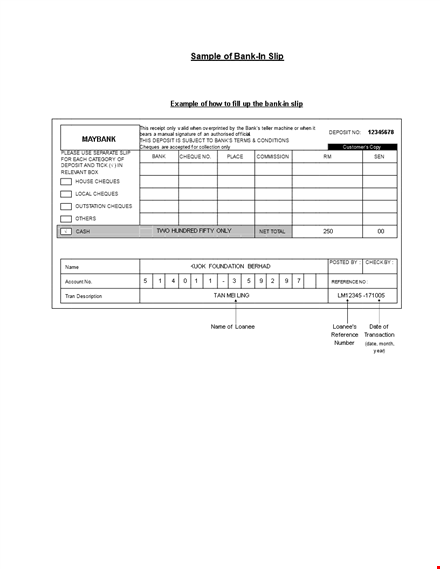 deposit slip template - create easy deposit slips for cheques template