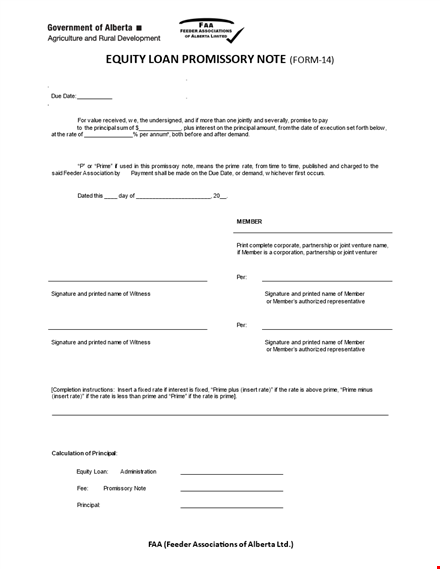 download our promissory note template - create member or principal agreement with prime clauses template
