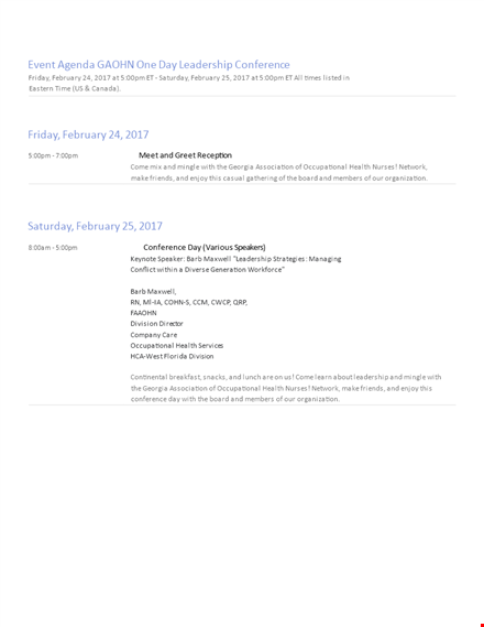 february leadership conference agenda template