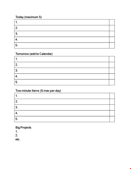 focus on your priorities. checklist template template