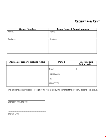 download rent receipt template | easy to fill details template