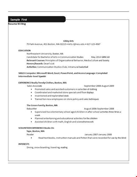college student resume: experience-less but valuable | activities, school, boston template