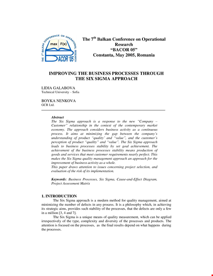 cause and effect matrix six sigma example template