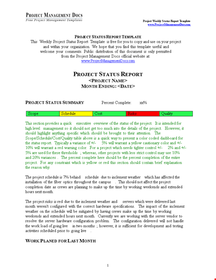 project status report template - manage your schedule and progress with ease template
