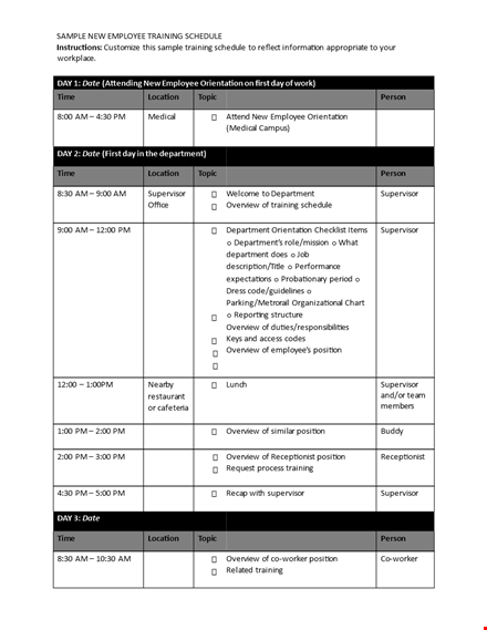 employee training agenda - training supervisor overview template