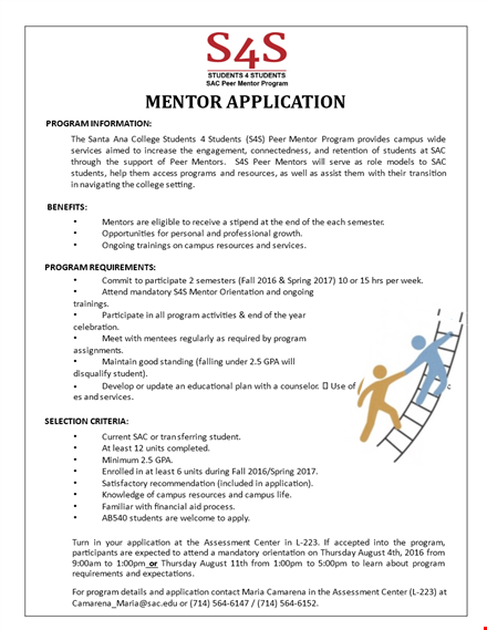 ss complete mentor application template
