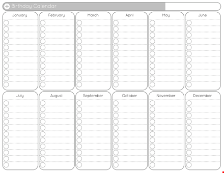 printable birthday calendar template template