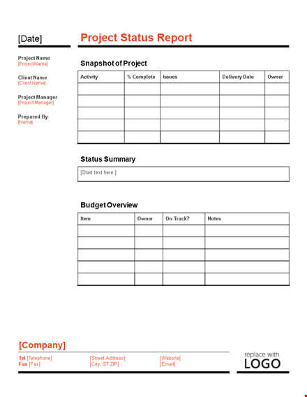 project status report template - easy to use & customizable template