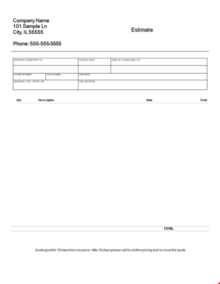 professional estimate template - create accurate quotes template