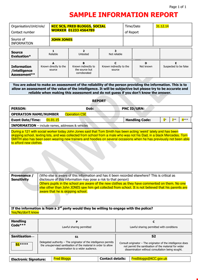 intelligence information | school source & information template