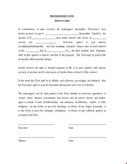 free sample promissory note template template