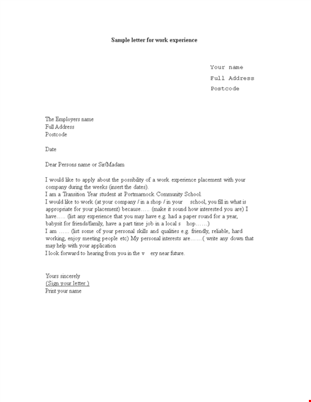 job experience letter template - create a professional letter of experience template