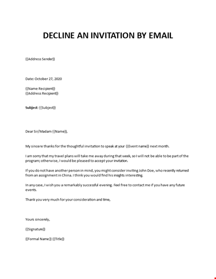 decline invitation to speak at conference template