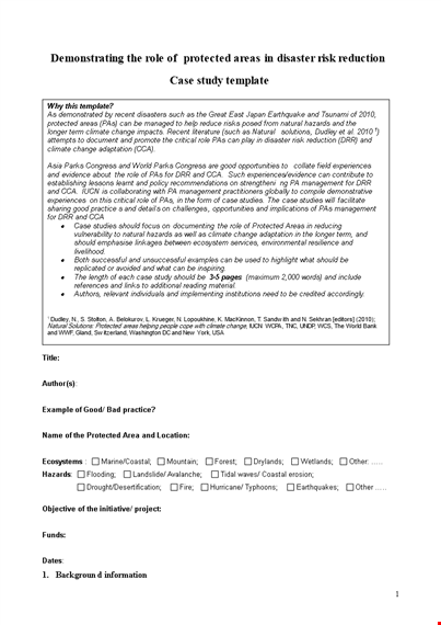disaster risk reduction case study template