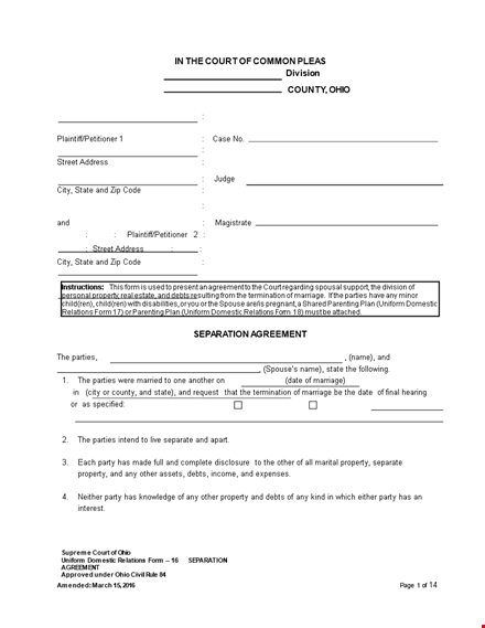 property separation agreement template - pdf | parties & party rights template