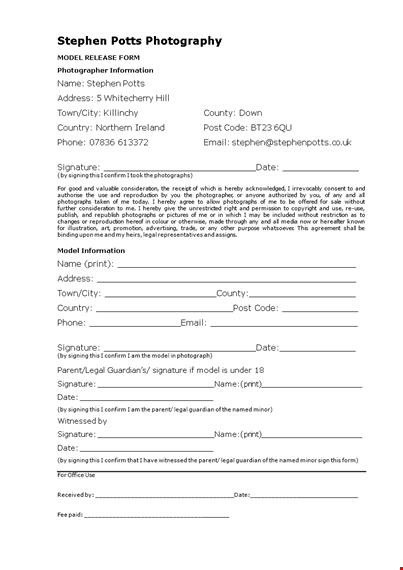 sign models with ease: get your model release form signed today template
