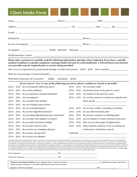 client intake form template template