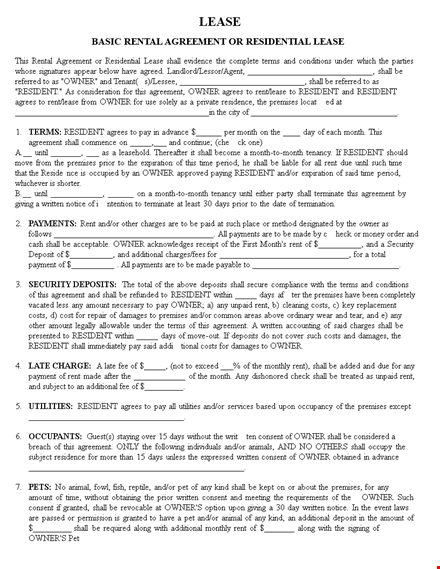 private rental lease agreement template template