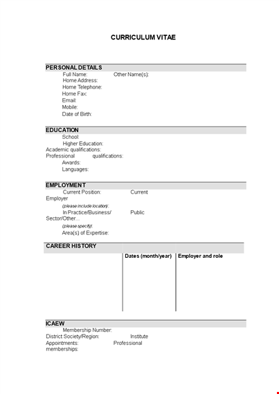 professional curriculum vitae template | showcase your education and qualifications template