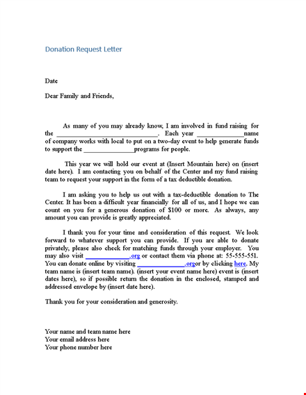 support our event: donate today - donation request letter template