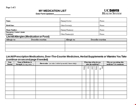 printable simple medication list - keep track of your medicine on your phone template