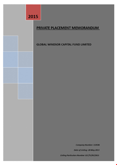 private placement memorandum template - complete investment resource template