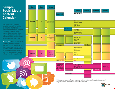 social media content calendar template template