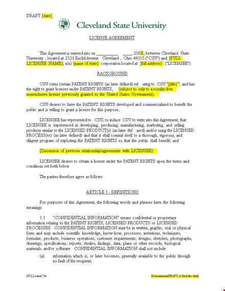 license agreement template - create an effective agreement for patent licensee template