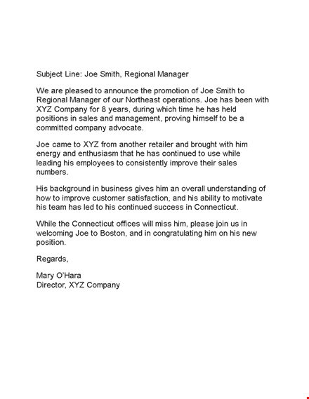 promotion letter template as regional manager at company template