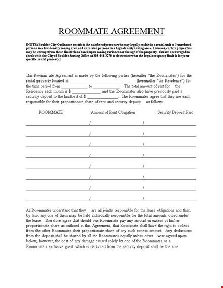 create a harmonious living space with our roommate agreement template - download now! template