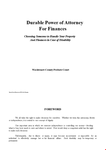 durable power of attorney document template template