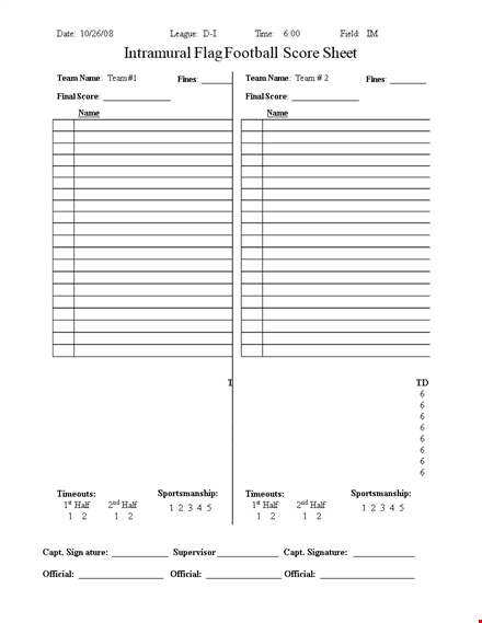 football score sheet template template