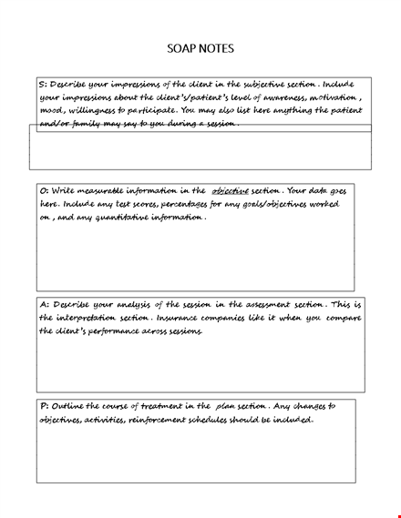 soap note template for effective client documentation - include description, sections, impressions template